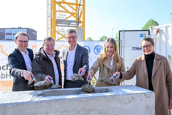 Stadthaus 4: Hochbauphase beginnt Grundsteinlegung für Stadthaus 4 in Münster